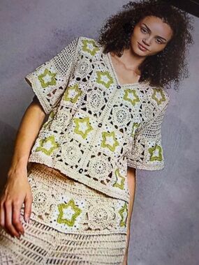 💚 Hello Gorgeous!! POL Button Front V-Neck Crochet Cardigan w/Contast Star